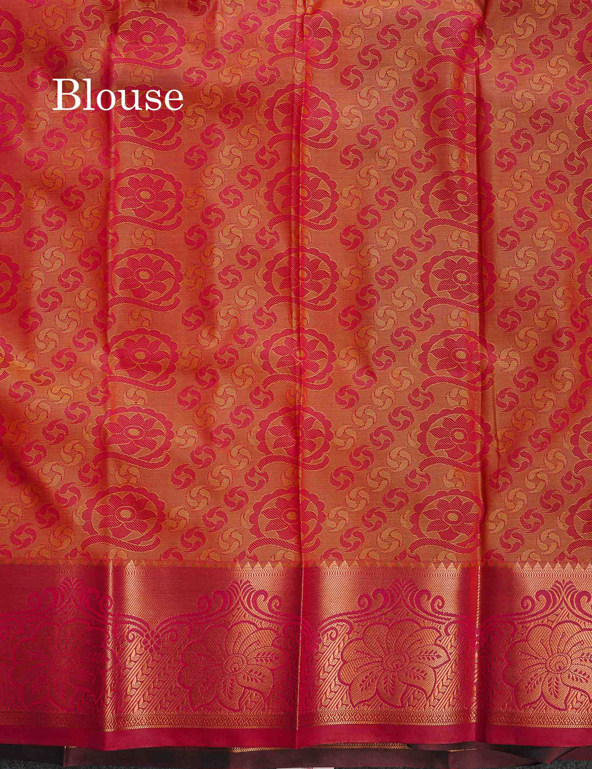 Semi Silk Saree - Green Colour Body With Contrast Pinkish Peach Blouse