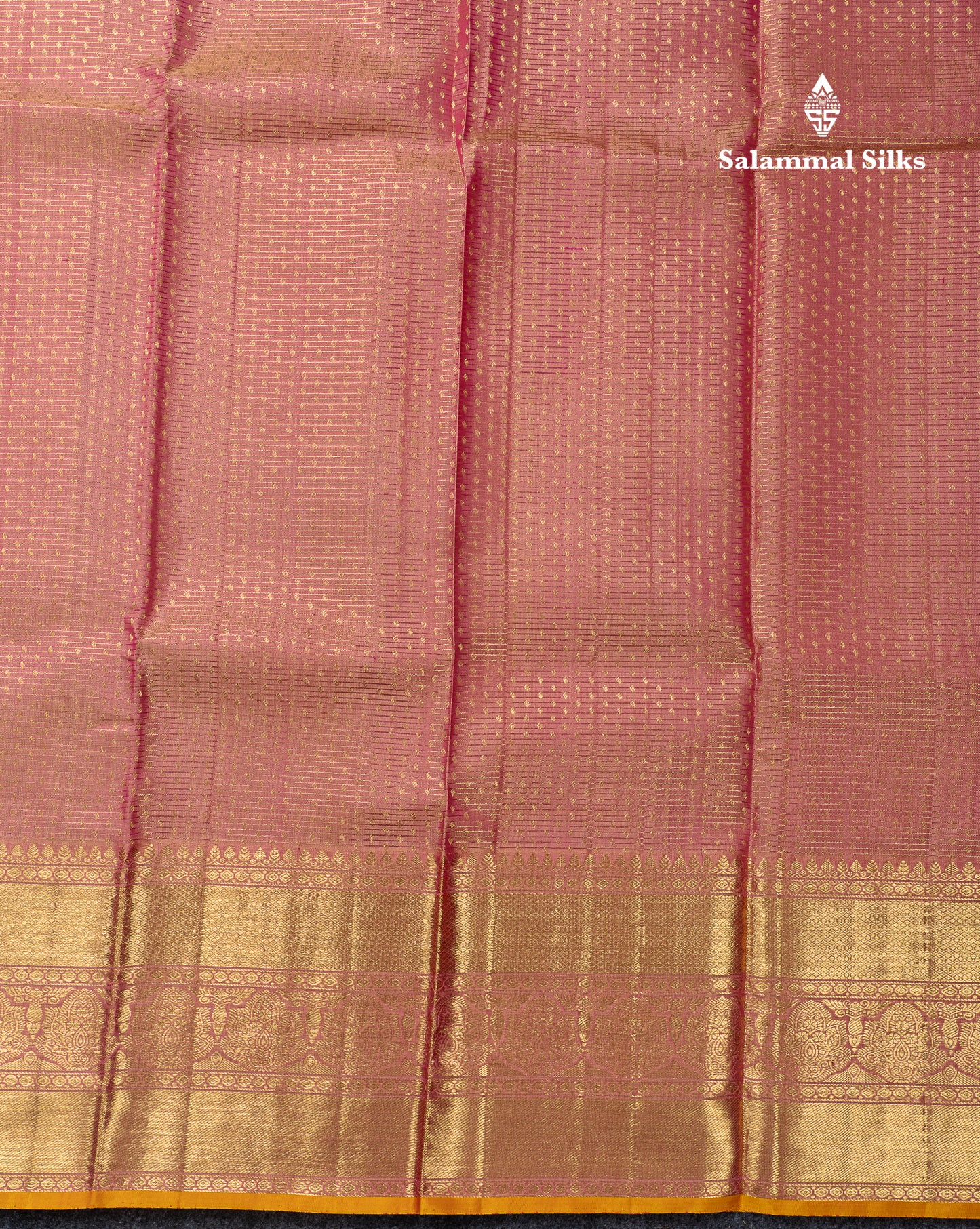 Beautiful Onion Pink Tissue Pure Kanjivaram Silk Saree With Traditional Border