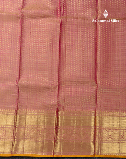 Beautiful Onion Pink Tissue Pure Kanjivaram Silk Saree With Traditional Border