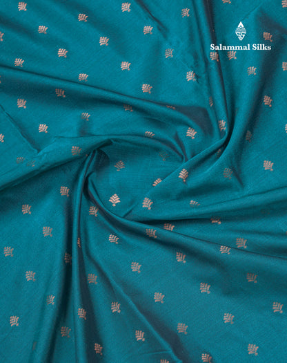 Peacock Blue Semi Silk Saree With Contrast Dark Brown Border