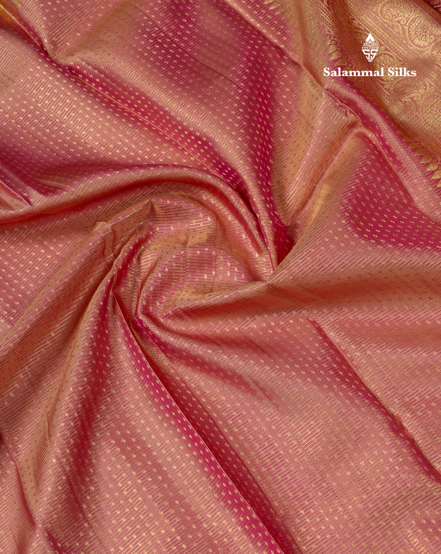 Beautiful Onion Pink Tissue Pure Kanjivaram Silk Saree With Traditional Border