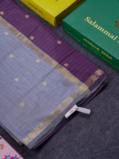 Beautiful Dark Purple Cotton Mix Saree With Contrast Mustard Yellow Blouse