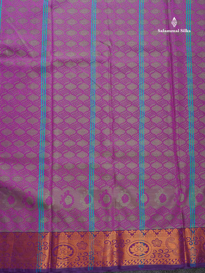 Semi Silk Saree - Sapphire Blue Colour Body With Contrast Purple Blouse