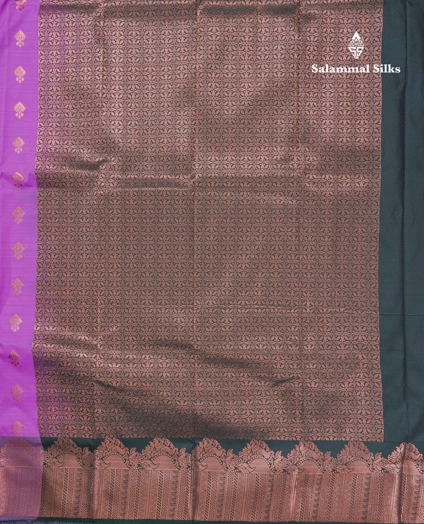 Light Pink Semi Silk Saree With Contrast Bottle Green Blouse