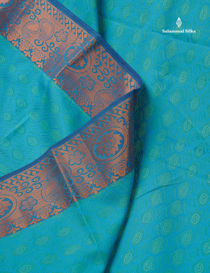 Semi Silk Saree - Sapphire Blue Colour Body With Contrast Purple Blouse