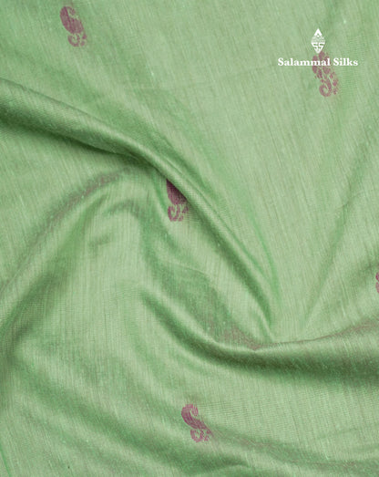 Green Kalyani Cotton Saree With Contrast Purple Border