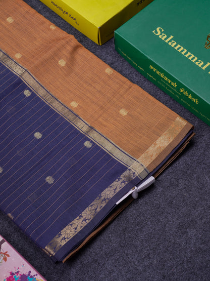 Beautiful Dark Purple Cotton Mix Saree With Contrast Mustard Yellow Blouse
