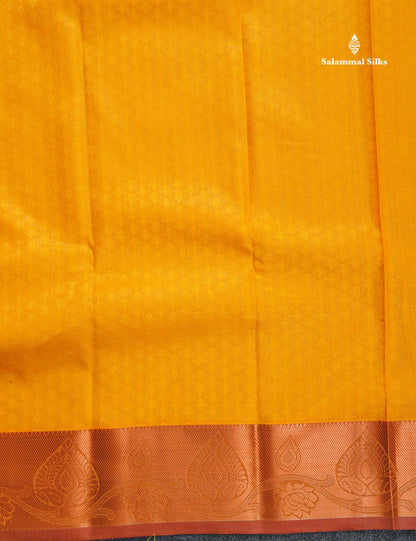 Semi Silk Saree - Yellow Colour Body With Contrast Peach Blouse