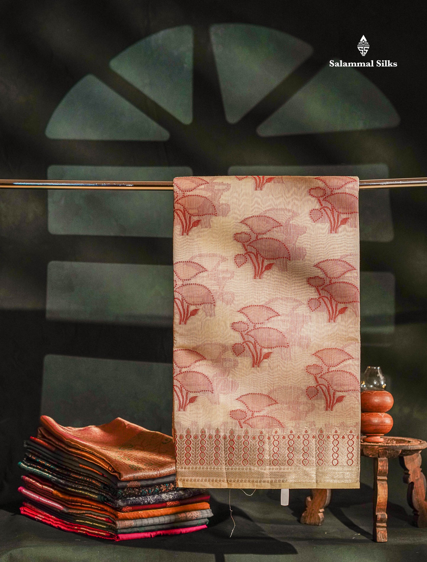 Fancy Cream Cotton Mix Saree With Contrast Black Designer Blouse
