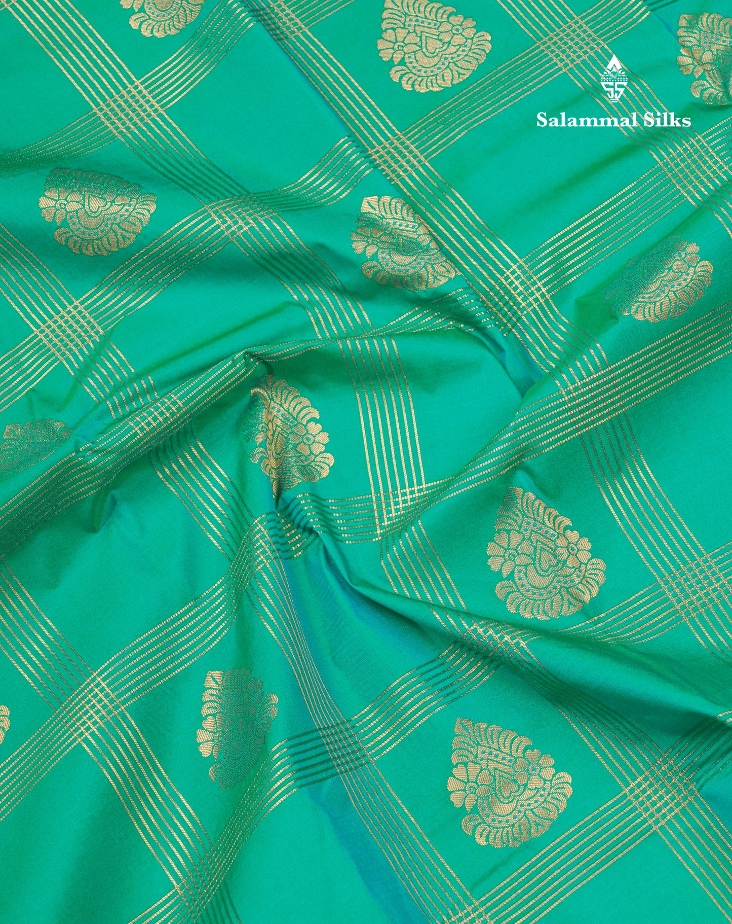 Dual Tone Peacock Green Semi Silk Saree With Contrast Dark Brown Border