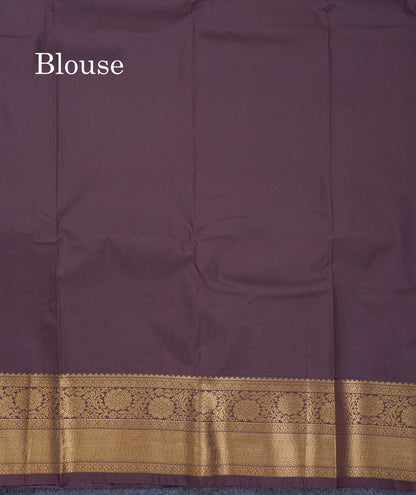 Dual Tone Peacock Green Semi Silk Saree With Contrast Dark Brown Border