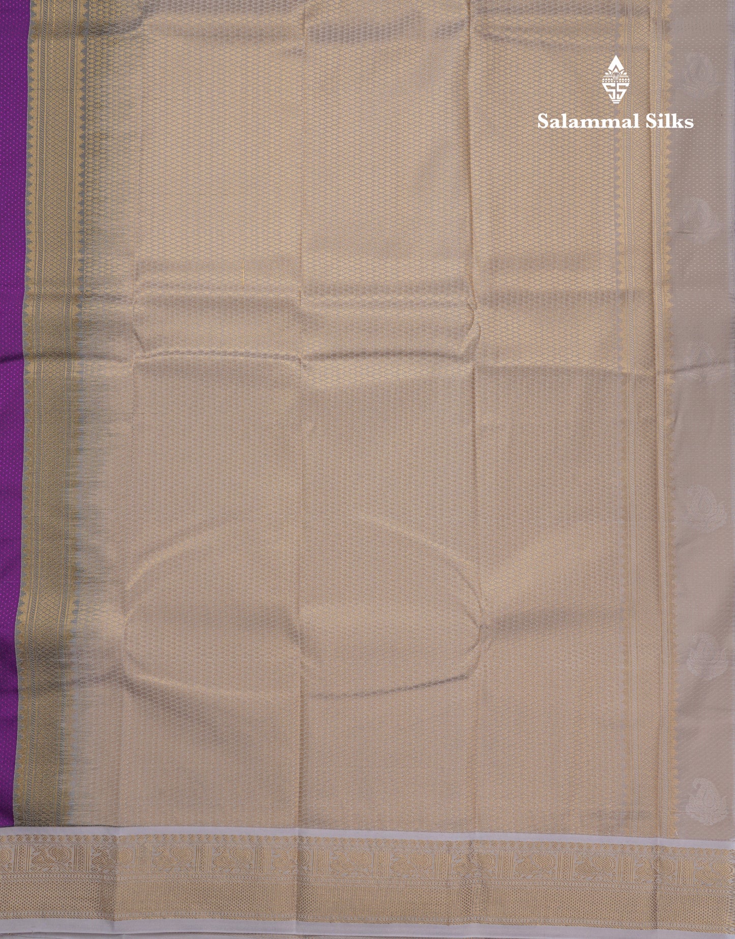 Dark Purple Semi Silk Saree With Contrast Half White Small Traditional Border