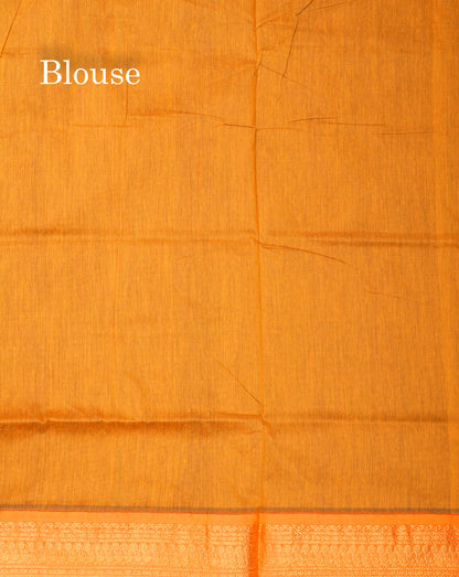 Violet Kalyani Cotton Saree With Contrast Mustard Yellow Border