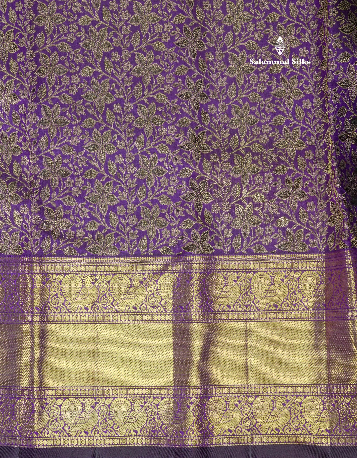 Violet Colour Kanjivaram Pure Silk Saree 3G Zari with Traditional Long Size Border