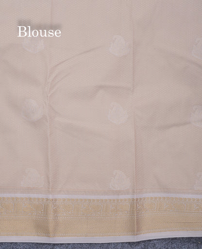 Dark Purple Semi Silk Saree With Contrast Half White Small Traditional Border