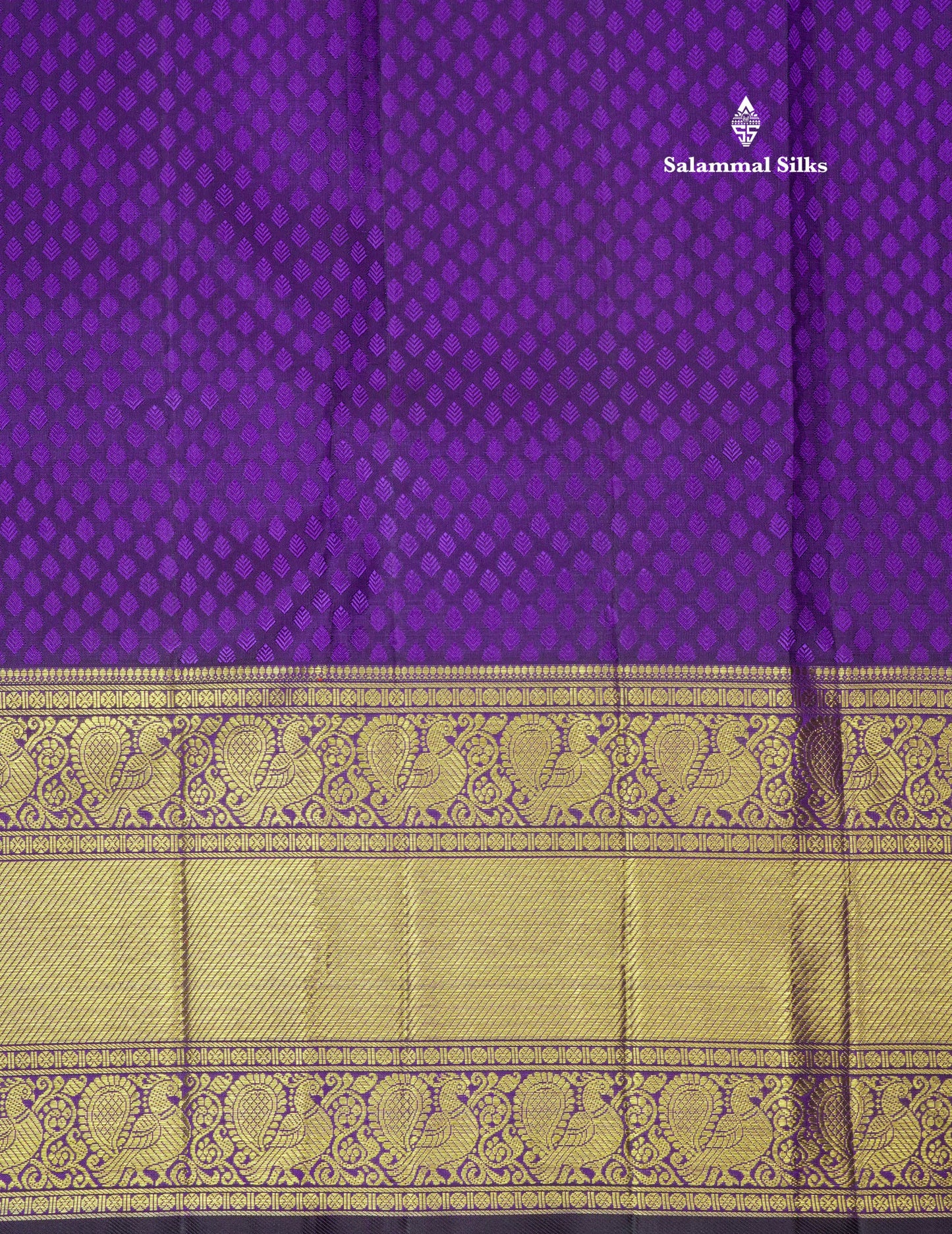 Violet Colour Kanjivaram Pure Silk Saree 3G Zari with Traditional Long Size Border