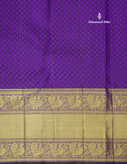 Violet Colour Kanjivaram Pure Silk Saree 3G Zari with Traditional Long Size Border