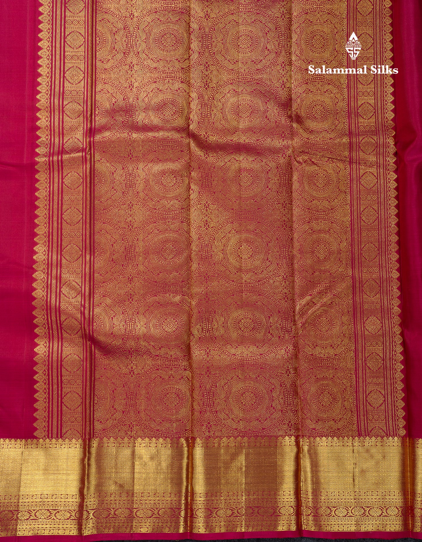 Beautiful Magenta Pure Kanjivaram Silk Saree With Traditional Evening Morning Border