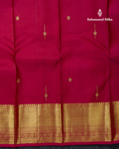 Beautiful Magenta Pure Kanjivaram Silk Saree With Traditional Evening Morning Border