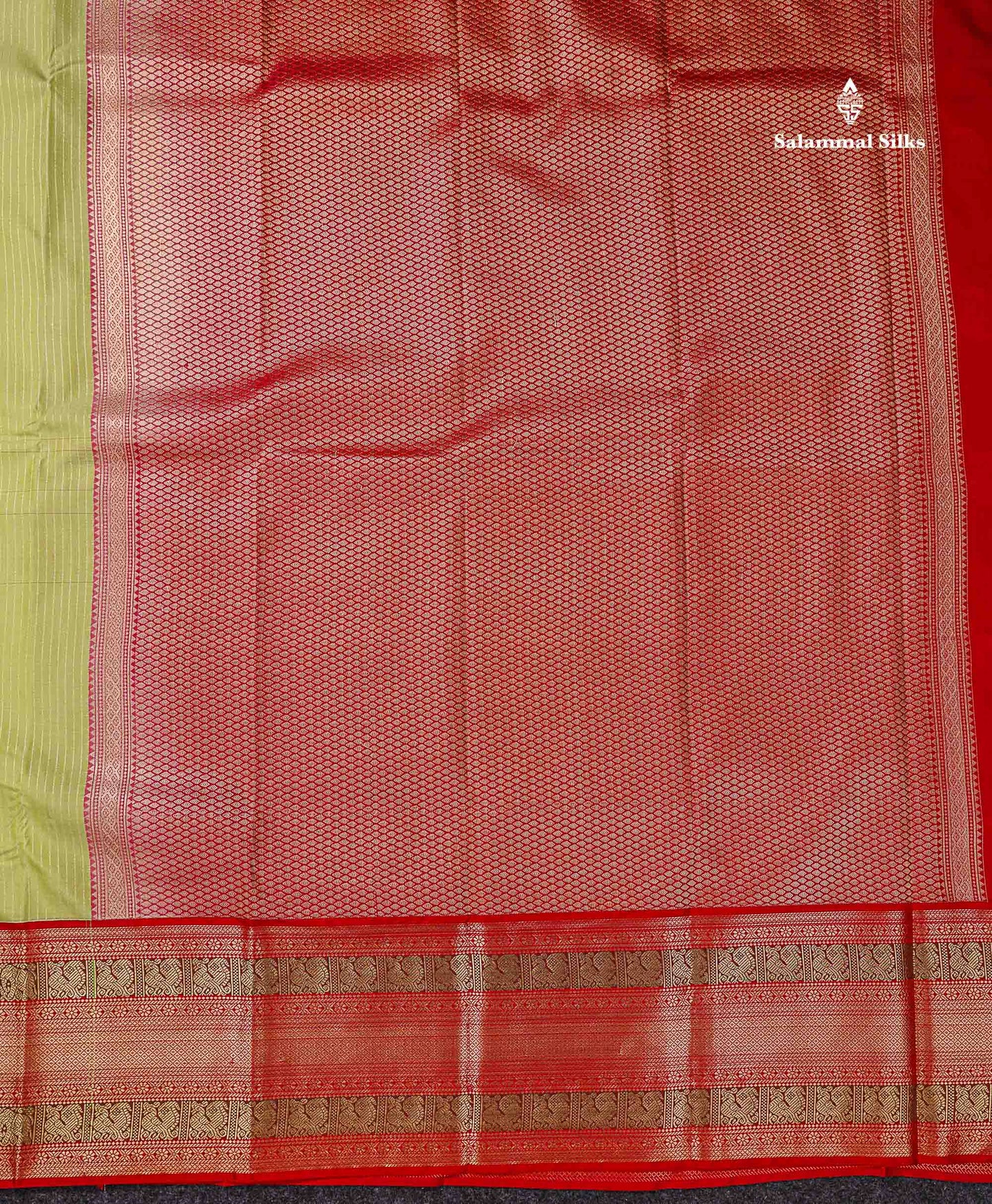 Semi Silk Saree -  Pista Green Zari Lines Butta With Contrast Redish Pink Traditional Evening Morning Border