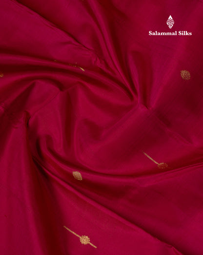 Beautiful Magenta Pure Kanjivaram Silk Saree With Traditional Evening Morning Border