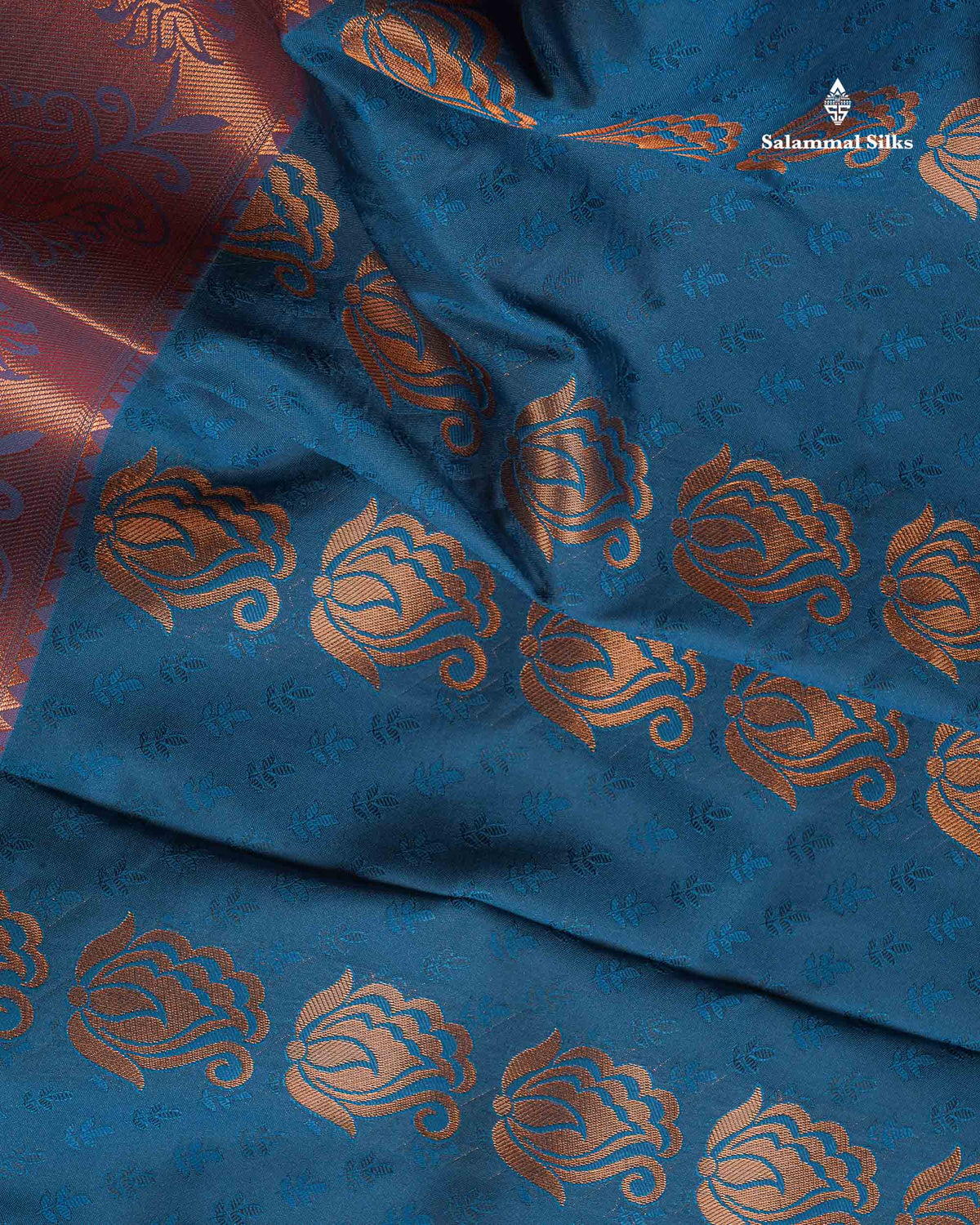 Semi Silk Saree - Red Colour Body With Contrast Dual Tone Green Blouse