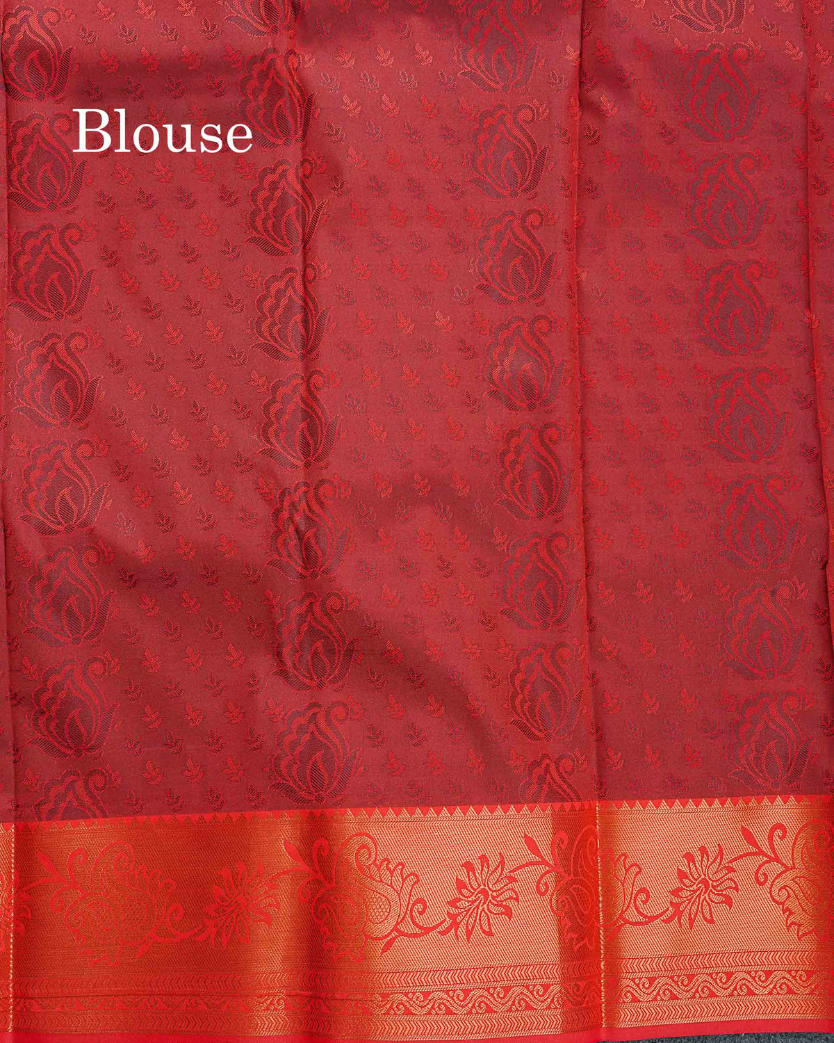 Semi Silk Saree - Red Colour Body With Contrast Dual Tone Green Blouse