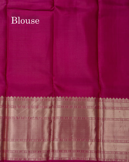 Beautiful Blueish Grey Pure Kanjivaram Silk Saree With Traditional Evening Morning Border