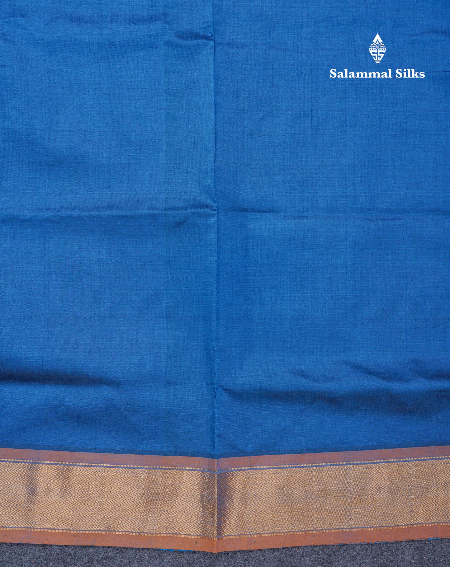 Blue Plain Semi Silk Cotton Saree With Contrast Mango Yellow Blouse