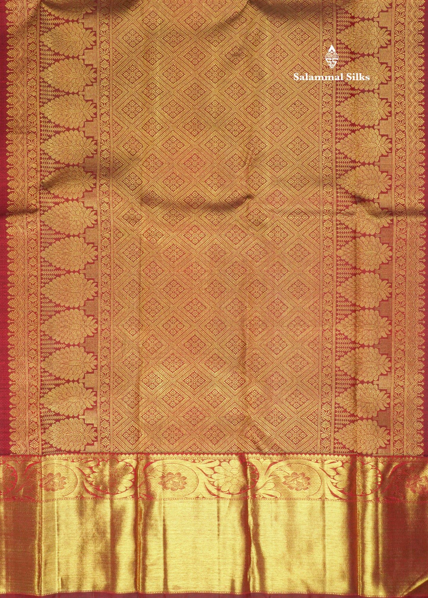 Pure Zari Dark Maroon Pure Kanjivaram Silk Saree With Meenakari work