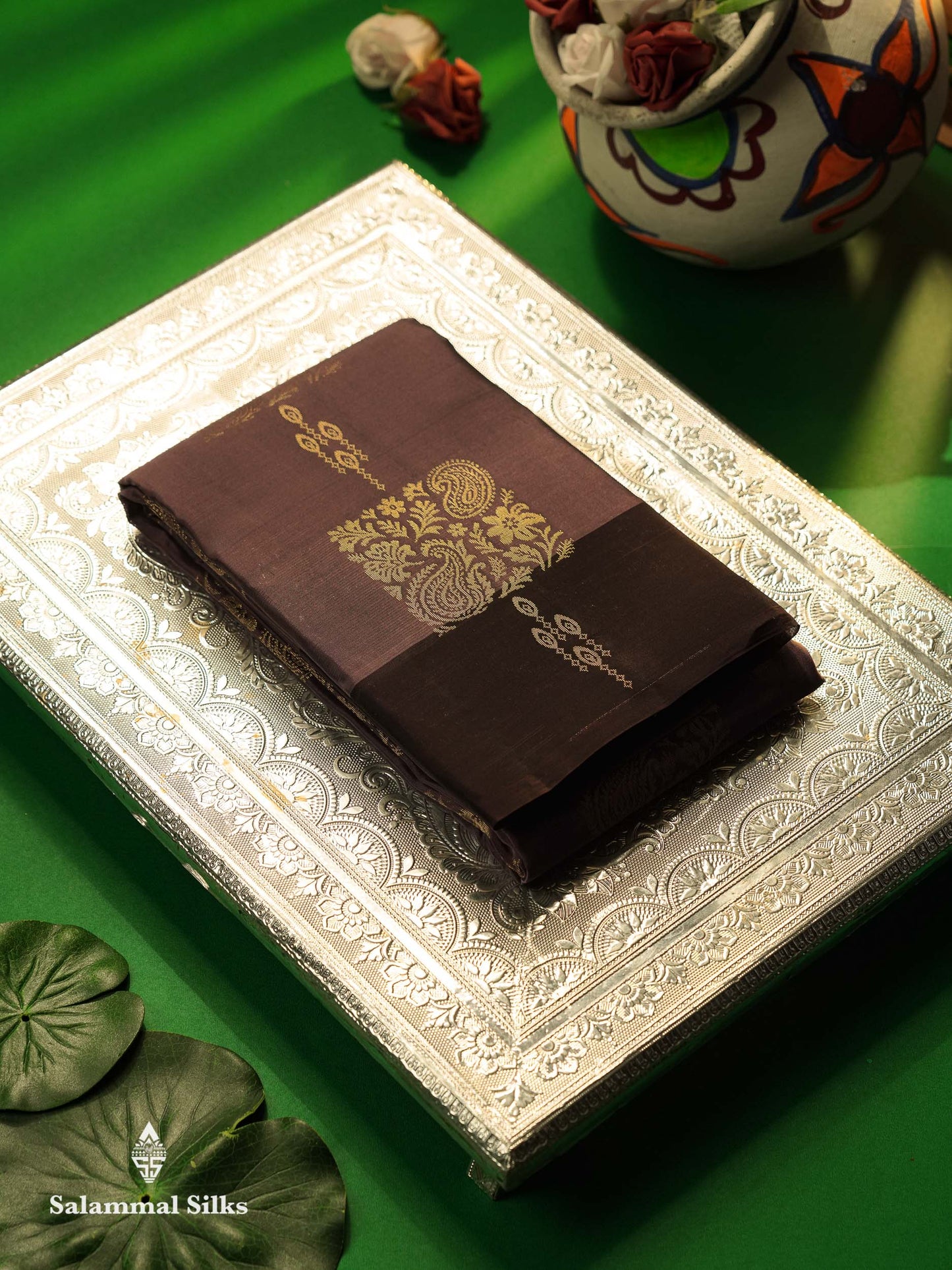 Beautiful Mehandi Green PureMix Kanjivaram Soft Silk Saree With Contrast Violet Border
