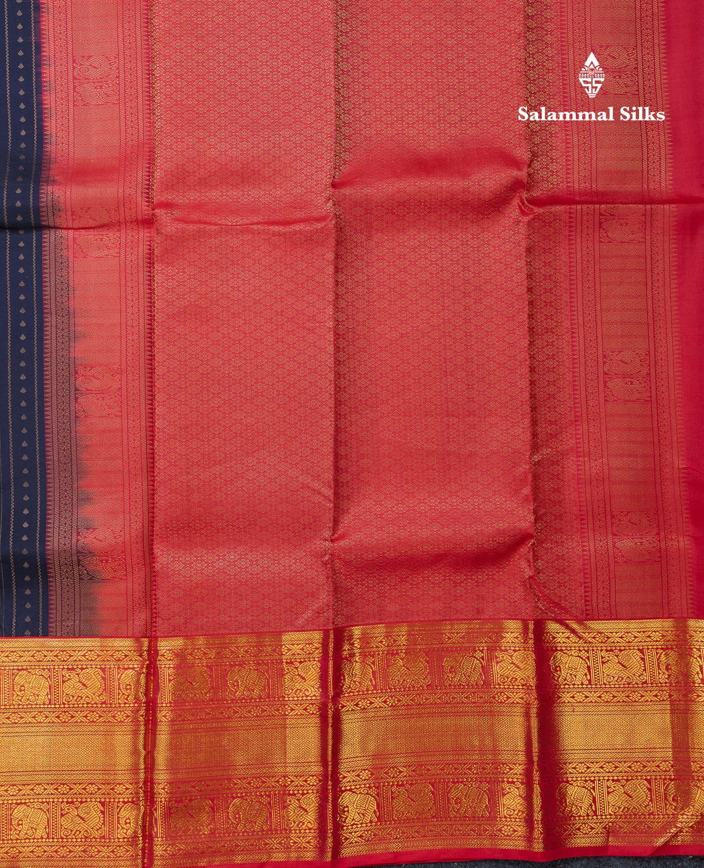 Beautiful Navy Blue Pure Kanjivaram Silk Saree With Contrast Redish Pink Traditional Evening Morning Border