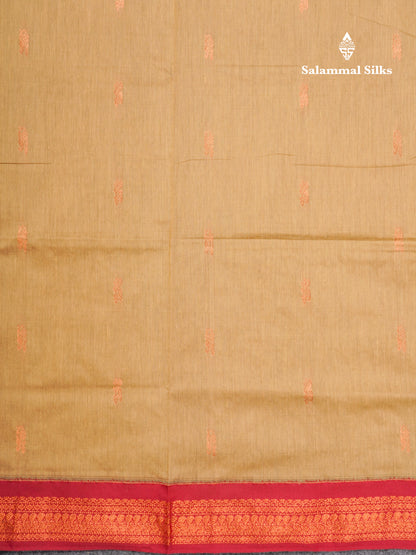 Cream Kalyani Cotton Saree With Contrast Dark Maroon Border