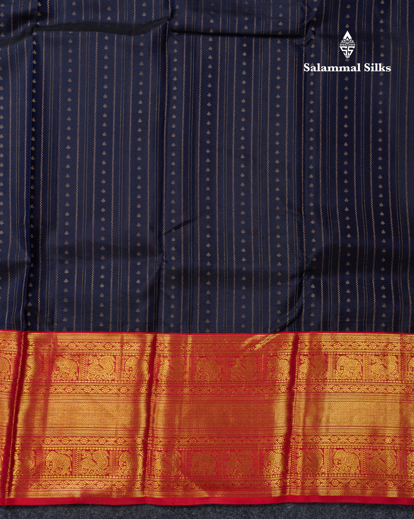 Beautiful Navy Blue Pure Kanjivaram Silk Saree With Contrast Redish Pink Traditional Evening Morning Border