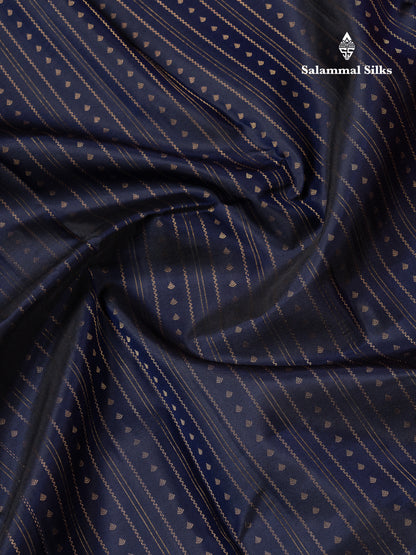 Beautiful Navy Blue Pure Kanjivaram Silk Saree With Contrast Redish Pink Traditional Evening Morning Border