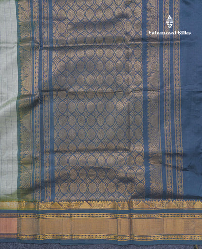 Light Rexona Checks Semi Silk Cotton Saree With Contrast Blue Shade Traditional Border