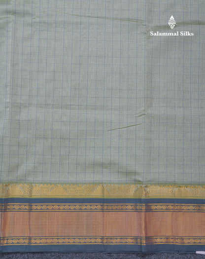 Light Rexona Checks Semi Silk Cotton Saree With Contrast Blue Shade Traditional Border