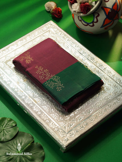 Beautiful Light Lavender PureMix Kanjivaram Soft Silk Saree With Contrast Maroon Border