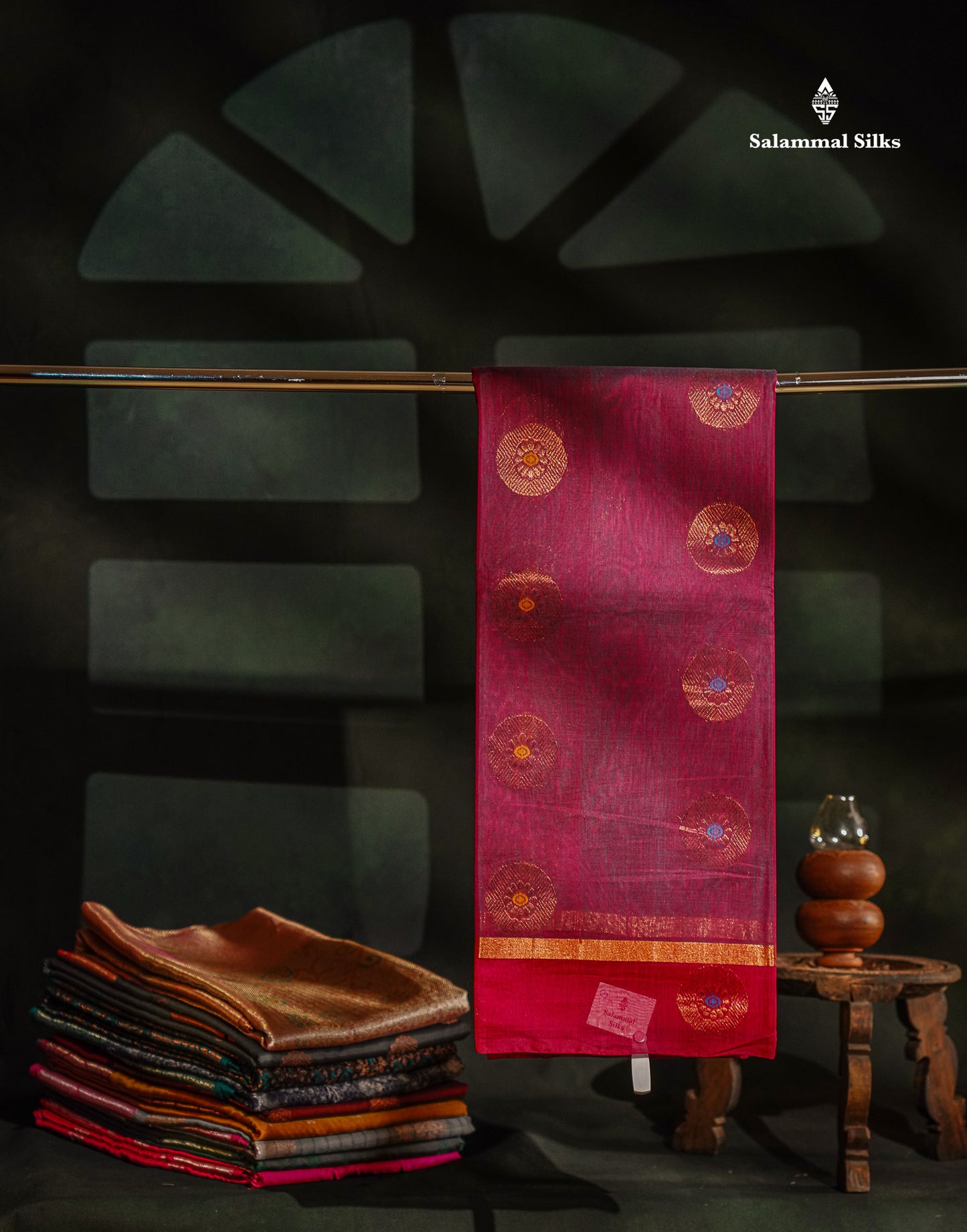 Beautiful Dual Tone Violet Butta With Menakari Work SICO Cotton Saree With Contrast Pink Fancy Border