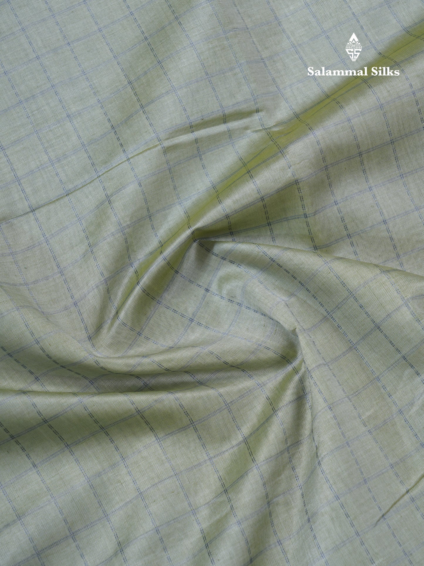 Light Rexona Checks Semi Silk Cotton Saree With Contrast Blue Shade Traditional Border