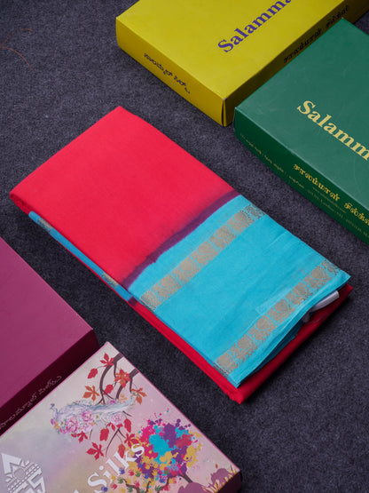 Beautiful Bottle Green Sungudi Cotton Saree With Contrast Magenta Pink Traditional Rettapet Border