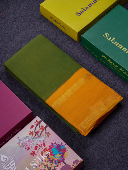 Beautiful Bottle Green Sungudi Cotton Saree With Contrast Magenta Pink Traditional Rettapet Border