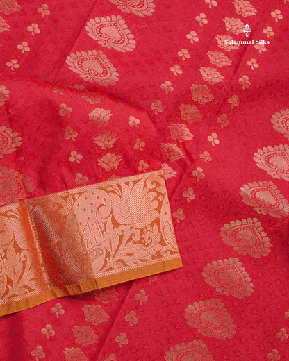 Semi Silk Saree - Maroon Colour Body With Contrast Manthulir Yellow Blouse