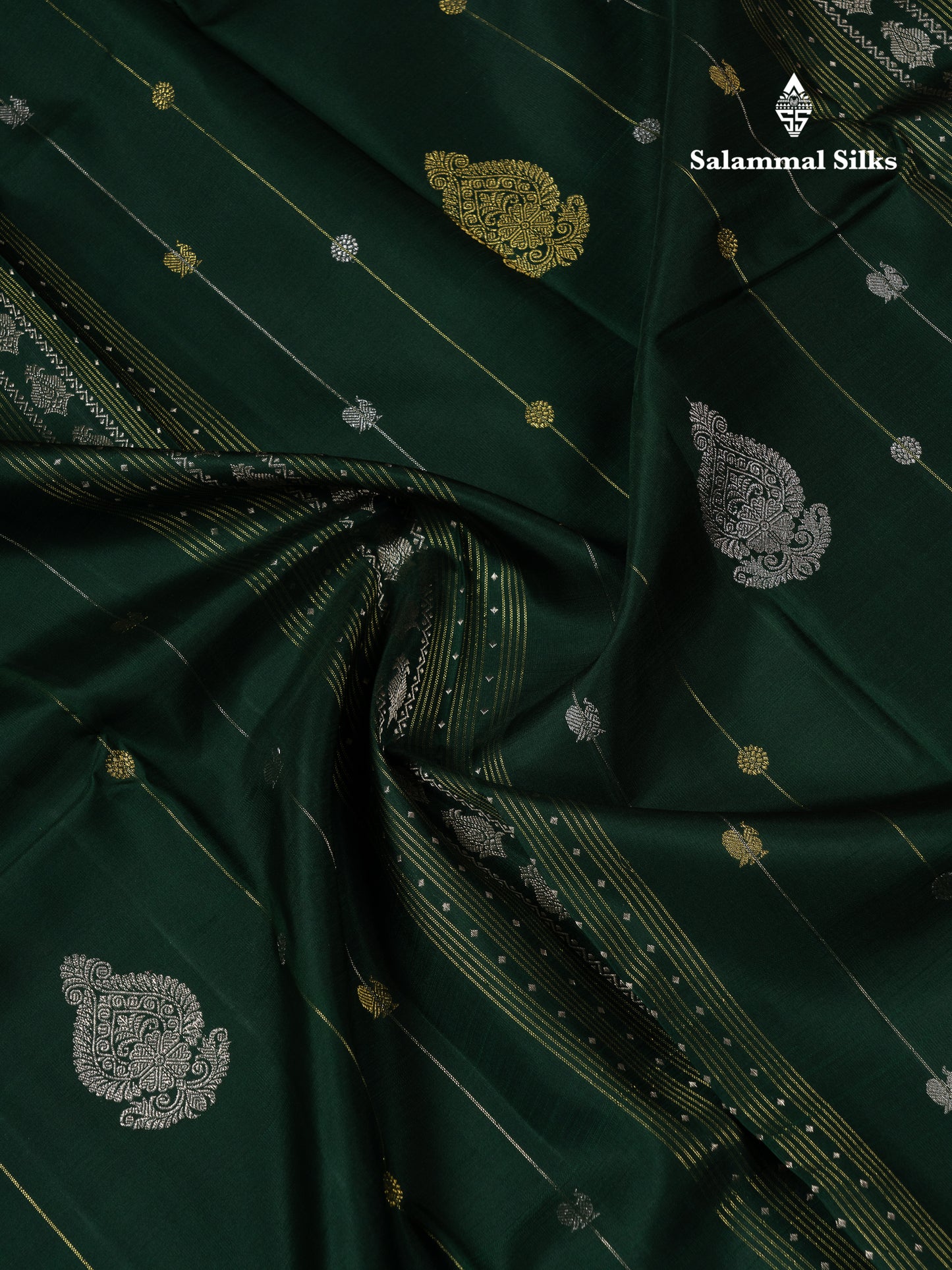 Beautiful Bottle Green Fancy Pure Kanjivaram Silk Saree With Contrast Pinkish Orange Blouse