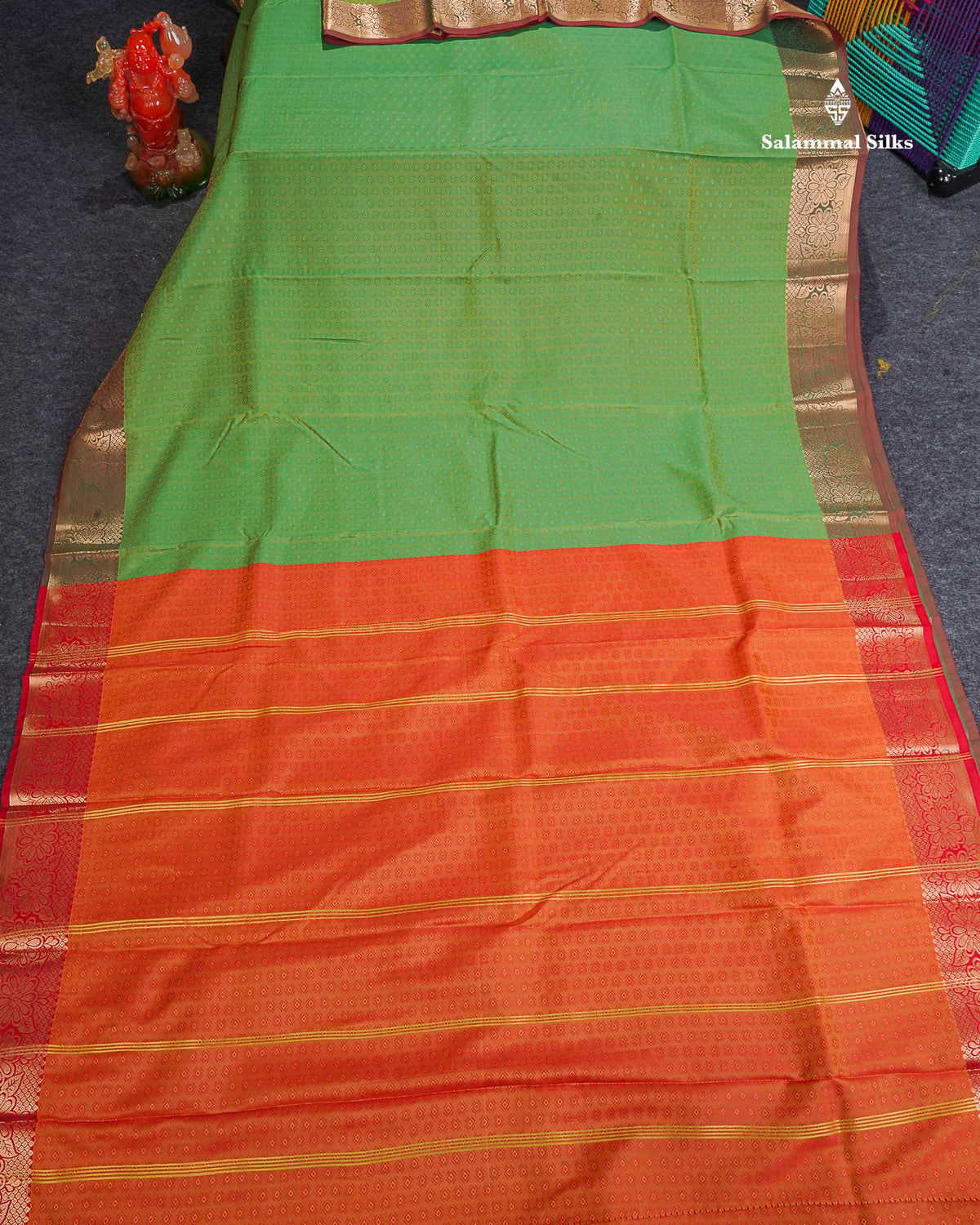 Semi Silk Saree - Light Green Colour Body With Blouse