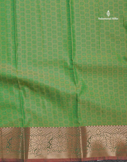 Semi Silk Saree - Light Green Colour Body With Blouse