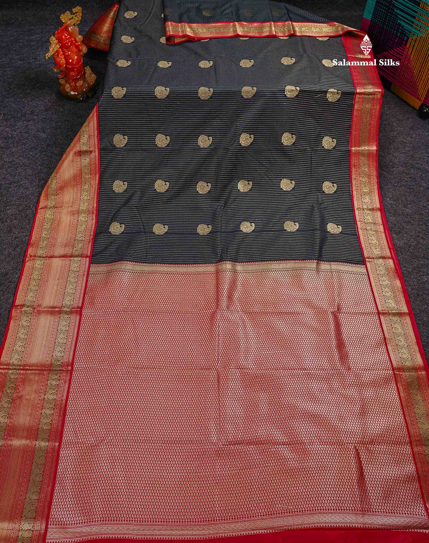 Semi Silk Saree -  Pista Green Zari Lines Butta With Contrast Redish Pink Traditional Evening Morning Border