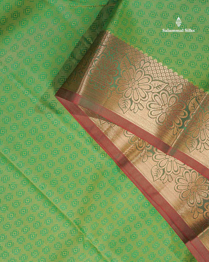 Semi Silk Saree - Light Green Colour Body With Blouse
