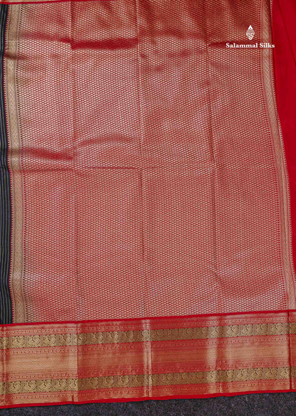 Semi Silk Saree -  Pista Green Zari Lines Butta With Contrast Redish Pink Traditional Evening Morning Border