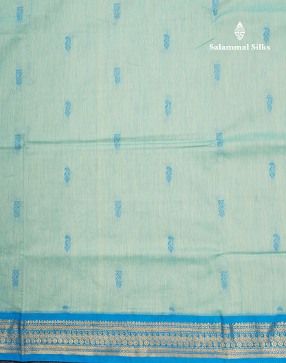 Pastel Blue Kalyani Cotton Saree With Contrast Sky Blue Border
